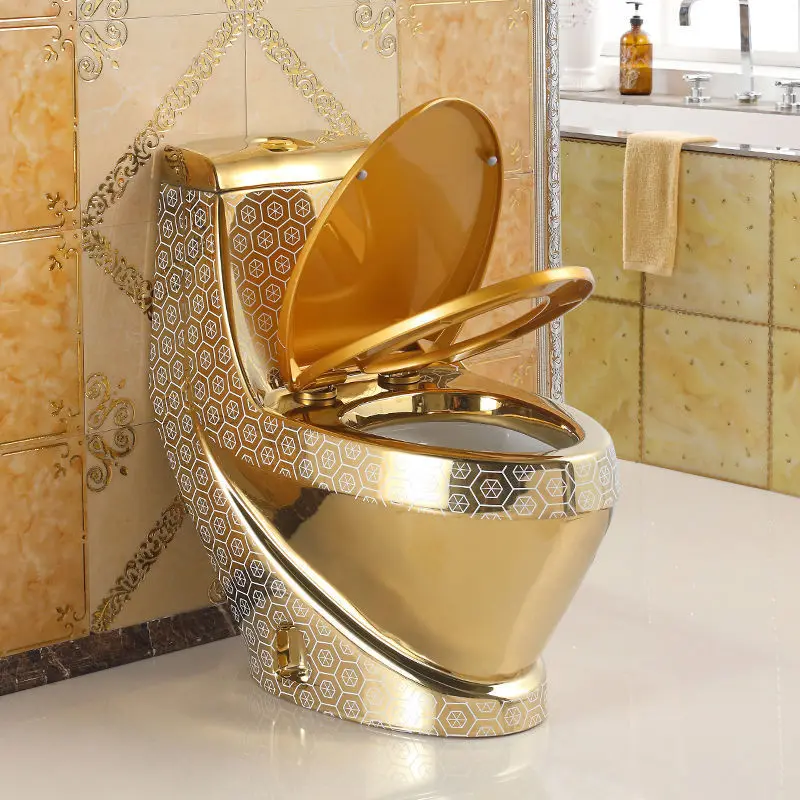 

Унитаз золотистый смываемый, водосберегающий, бесшумный и устойчивый к запаху керамический унитаз, унитаз с гальваническим покрытием в европейском стиле