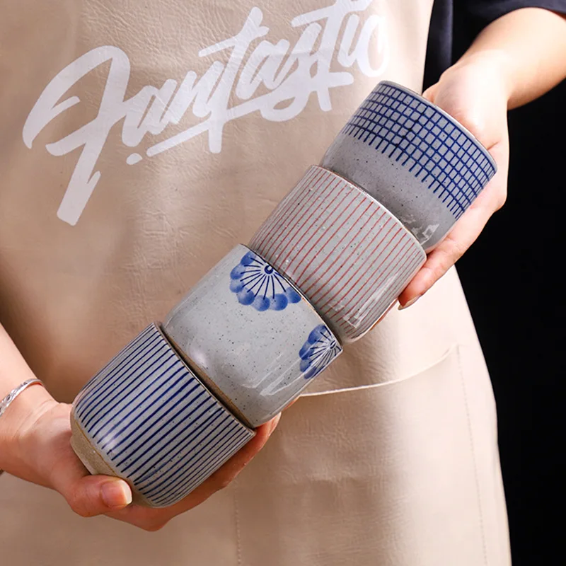 

4 шт., керамические фарфоровые чашки для чая, столовые приборы, набор для чая, чашка в японском стиле, суповая чаша, керамическая посуда, ручна...