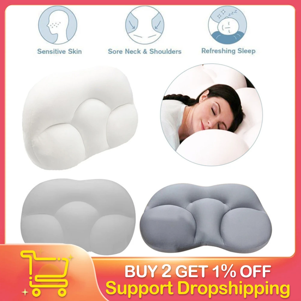 

All Round Cloud Pillow Soft Breathable 3D Ergonomic Center Egg Groove Design Sleep Pillow Neck Pillow