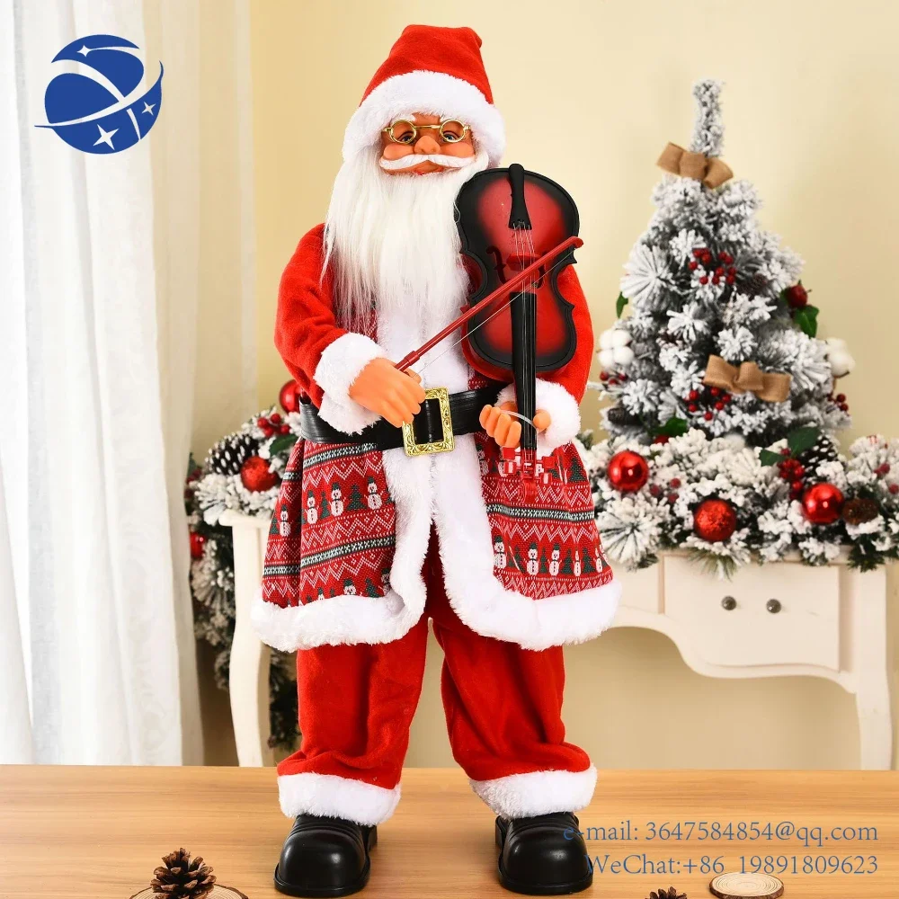 

Yunyi67cm Christmas Decorations for Home Electric with Music Large Santa Playing The Violin Christmas and New Year Gifts for Chi