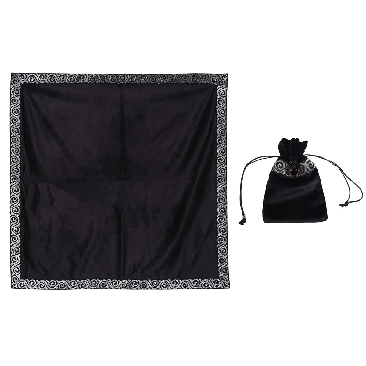 

Table Cloth Altar Tablecloth Velvet Divination Wicca Tapestry Tablecloth with Tarot Pouch (Black)