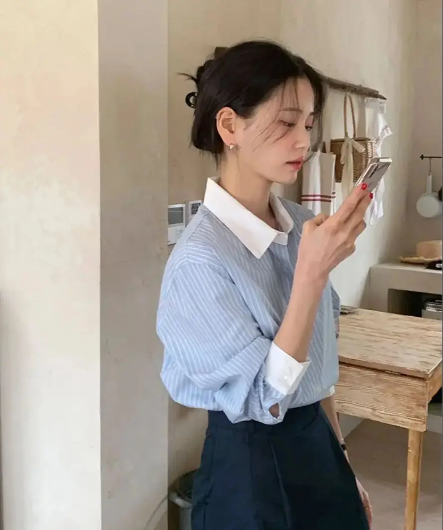 Корейские шикарные темпераментные полосатые женские рубашки топы повседневная