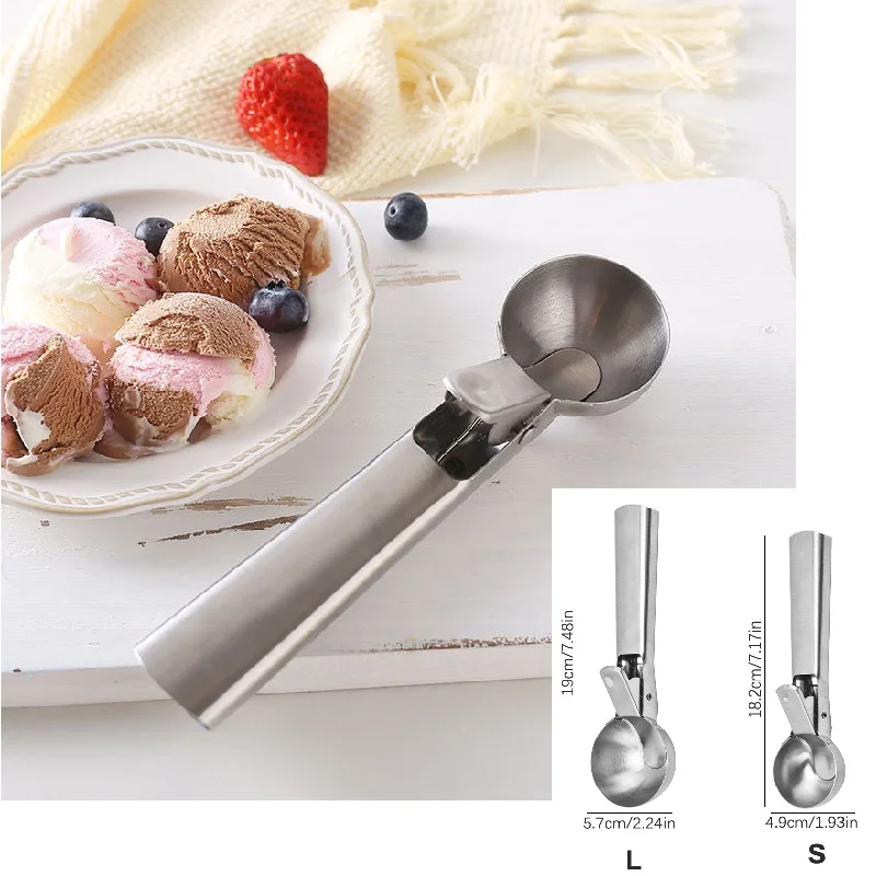 

Ice Cream Scoops Stainless Steel Ice Cream Digger Non-Stick Fruit Ice Ball Maker Watermelon Ice Cream Spoon Tool
