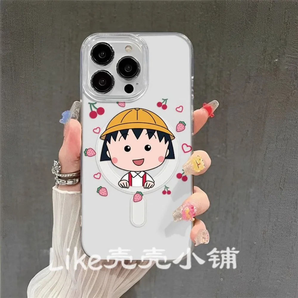 Фото НОВЫЙ Магнитный чехол для телефона Samsung Galaxy S26 S25 S24 S23 S22 S21 S20 FE Edge Plus Ultra 5G, TPU-накладка с милым дизайном Chibi Maruko-chan №3