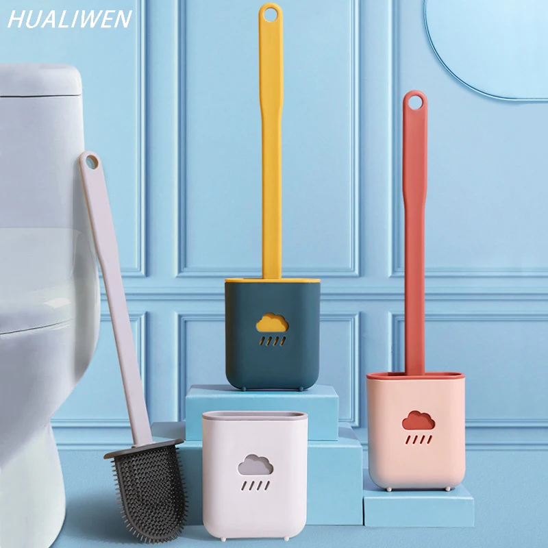 

Wall Hanging Silicone Toilet Brush Wc Cleaner Toilet Brush With Holder Flat Head Flexible Soft Bristles Brush Bathroom Cleaning