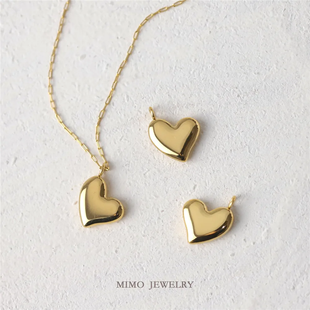

Titanium steel plated 18K gold playful asymmetrical crooked heart pendant finished chain set DIY accessories