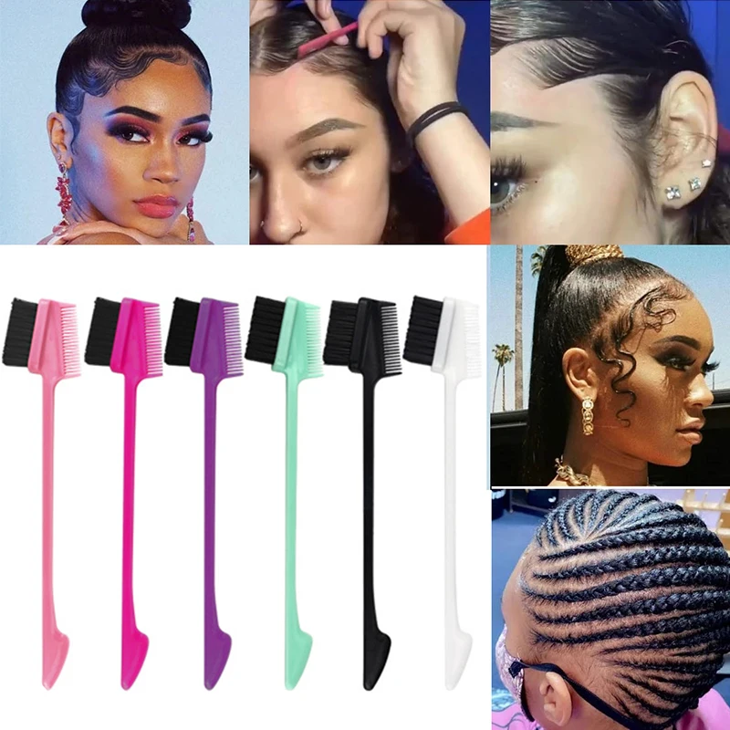 

Beauty Double Side Edge Hair Comb Control Hair Styling Brush Salon Professional Hair Dye Brushes Eyebrow Gel Brush Accessories