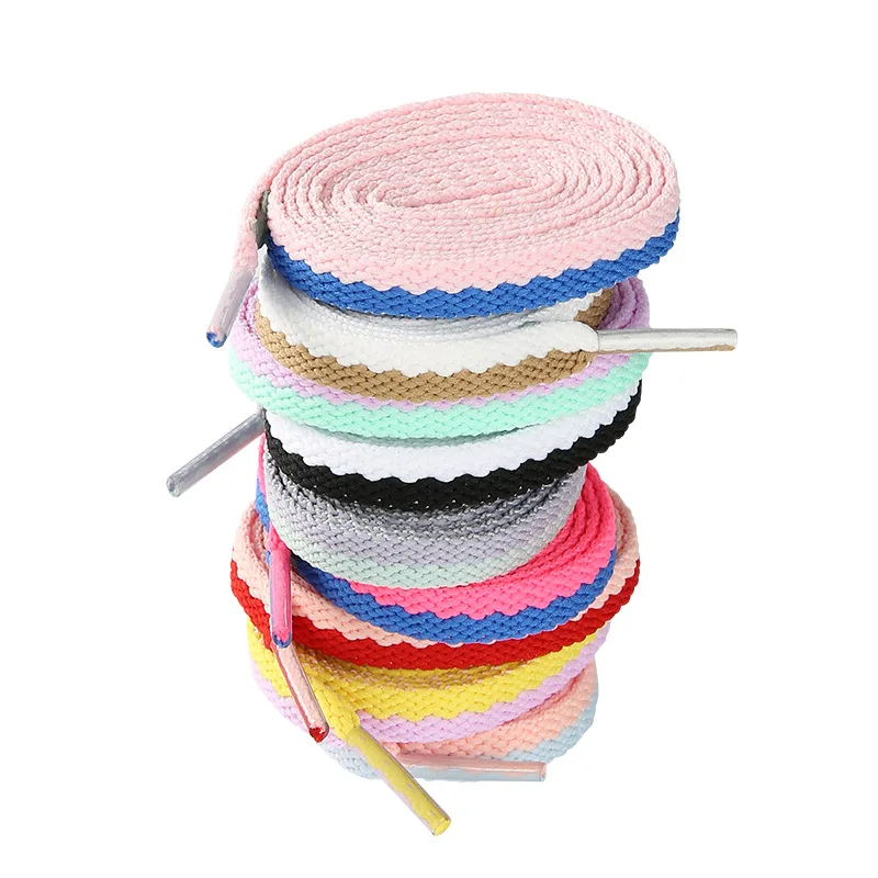 Macaron Double color inserted flat colored nylon shoes laces matching canvas shoes aj1 high top shoes sneakers shoe accessories