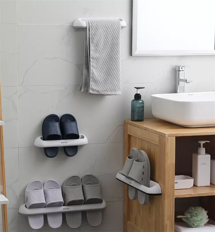 

NEW2023 Wall-mounted Bathroom Shelf Shoe Rack Door Hanging Shoes Holder Organizer Towel Bar Shelf Rack Holder Bathroom Accessori