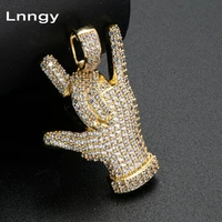 Lnngy Yellow Gold I Love You Hand Sign Language Charm Pendant for Men Women 14K Solid Gold Iced Out CZ Hip Hop Cool Jewelry Gift