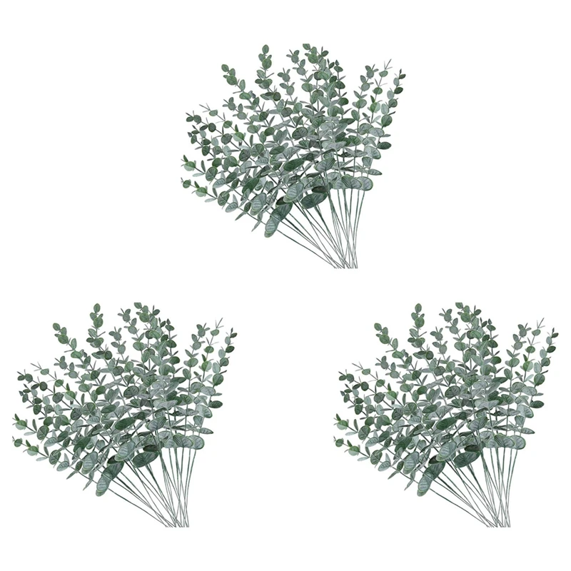 

60Pcs Artificial Eucalyptus Stems Leaves Fake Gray Green Eucalyptuses Plant Branches Faux Greenery Stems For Wedding