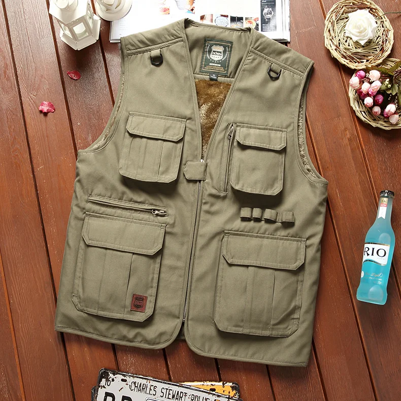 Мужской тактический жилет из овечьей шкуры зимний теплый Камуфляжный без