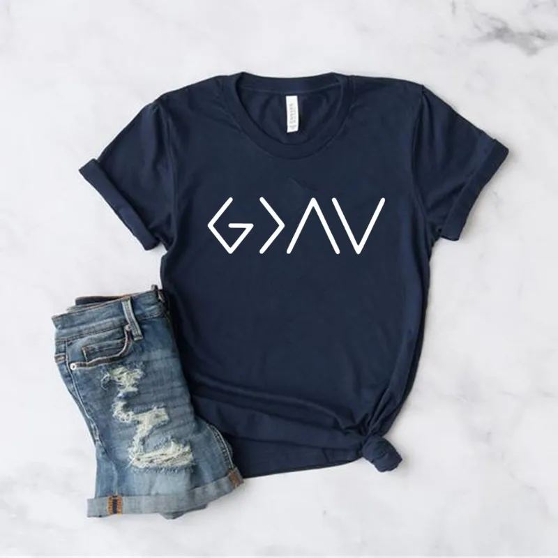 

God is Greater Than the Highs and Lows T-shirt Christian Apparel Faith graphics shirt Cotton O Neck Casual Short Sleeve Tops