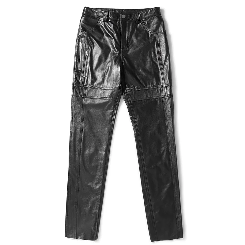 

Leather Winter Genuine 2023 Pants Men Autumn Cowhide Pants Korean Style Mens Trousers Windbreak Pantalon Cuir Moto Pph2629