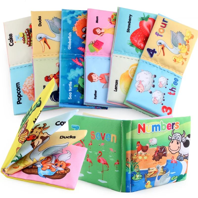 

0-12 Cloth Book Monthes Baby Cloth Book Early Learning Educational Washable Cannot Tear Ocean Food Fruit Character Cognition