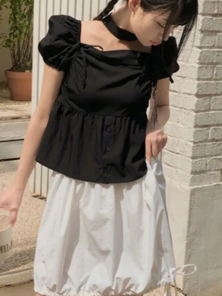 Женский шифоновый пуловер с квадратным вырезом приталенная рубашка кружевным