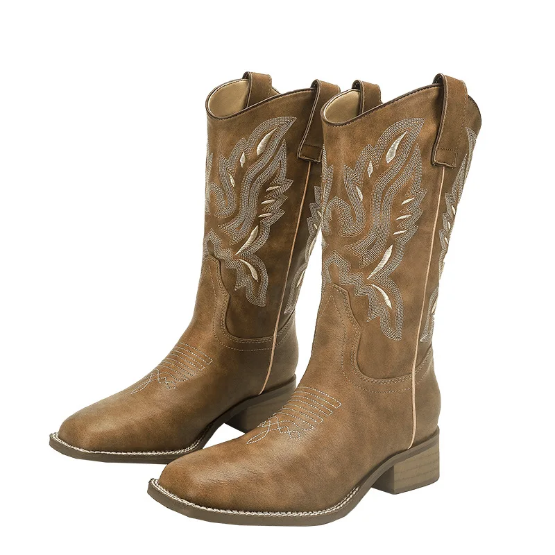 Женские Ковбойские Сапоги выше колена белые ковбойские сапоги из микрофибры на