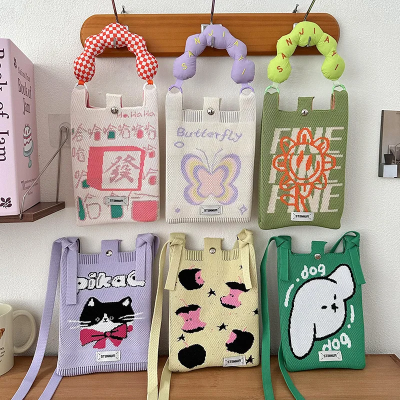 Кошелек для монет маленькой девочки милая вязаная сумка с ручной вышивкой из