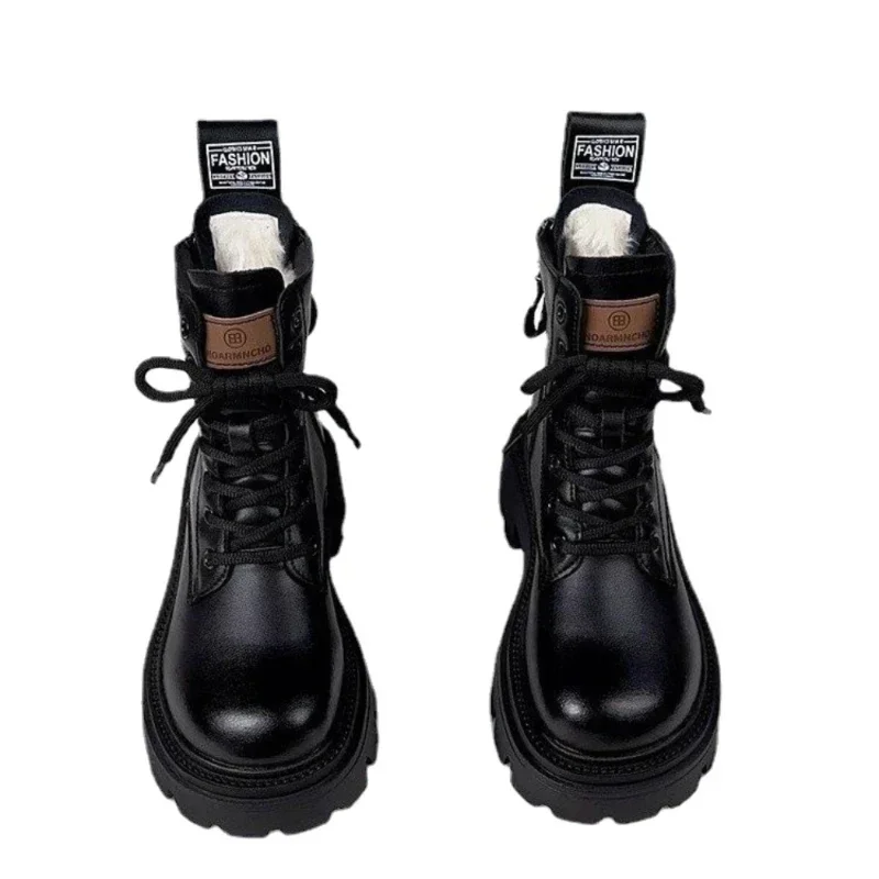 Ботинки женские классические на платформе и высоком каблуке