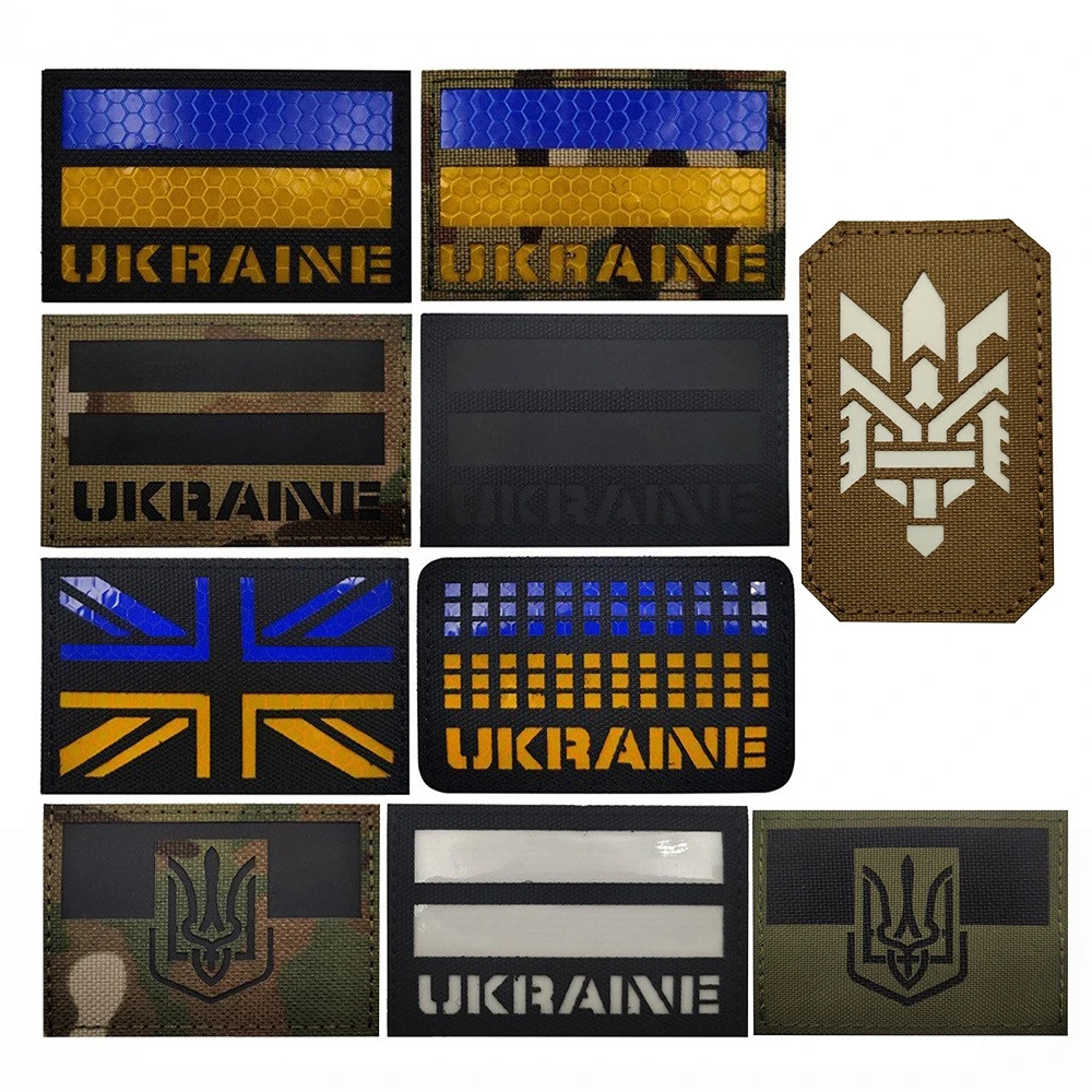 

Ukraine Flag Infrared Reflective Patches Tactical Military Hook and Loop Badge Luminous Applique for Backpack Clothing Accessory