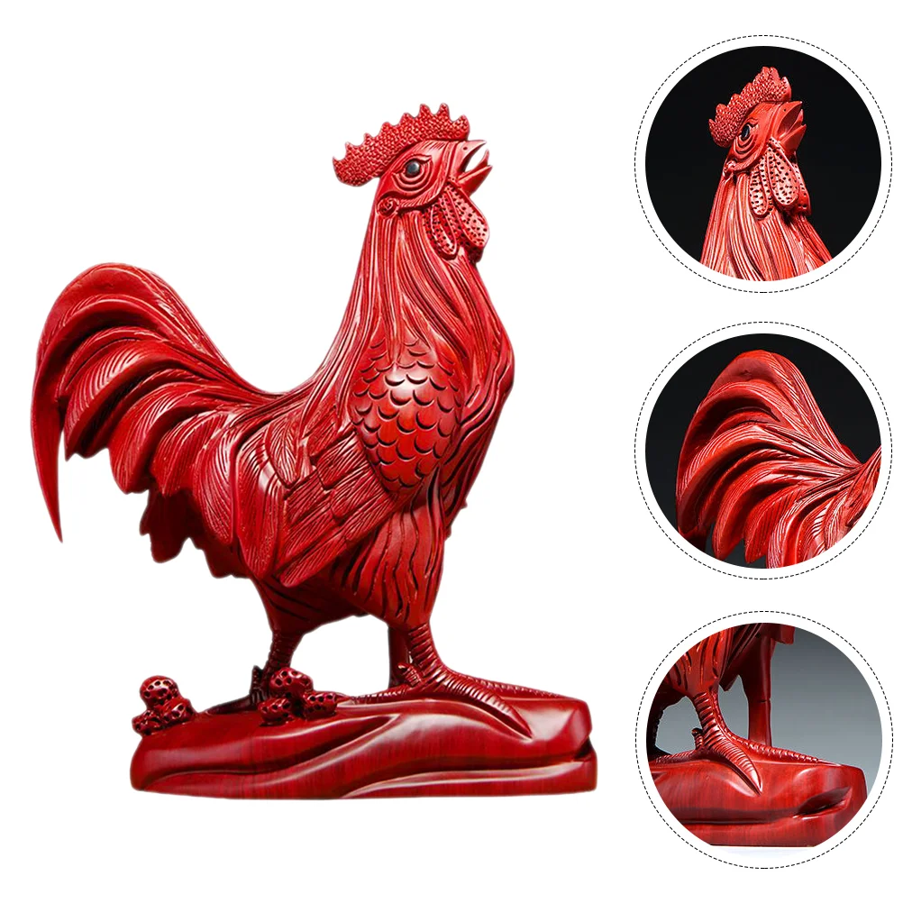 

Rooster Statue Wood Wooden Figurine Garden Chicken Figurines Chinese Auspicious Sculpture Animal Car Dashboard Outdoor