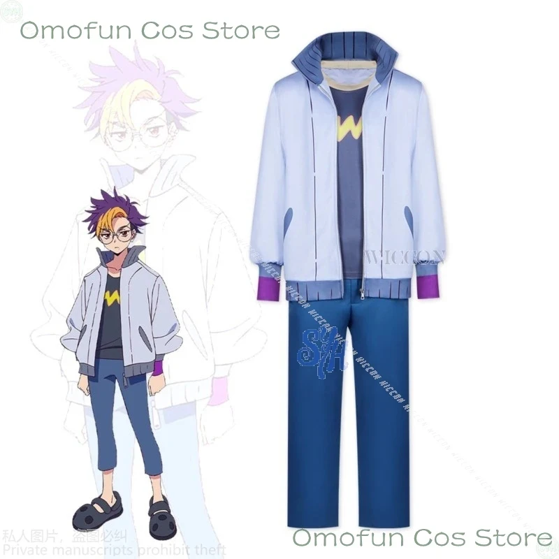 Фото Костюм для косплея Томоро Тенма из аниме, панк-стиль, фиолетово-голубой, пиджак и брюки, модная униформа для Хэллоуина и Рождественских вечеринок, 2025 год №1