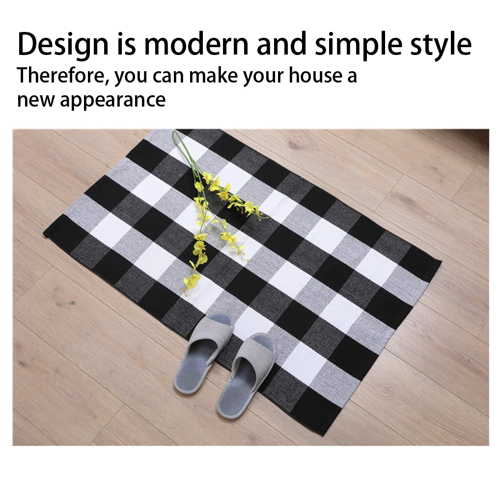 

Door Mat Portable Foldable Reusable Replacing Braided Plaid Rectangular Modern Home Bedroom Rug Pad Accessories