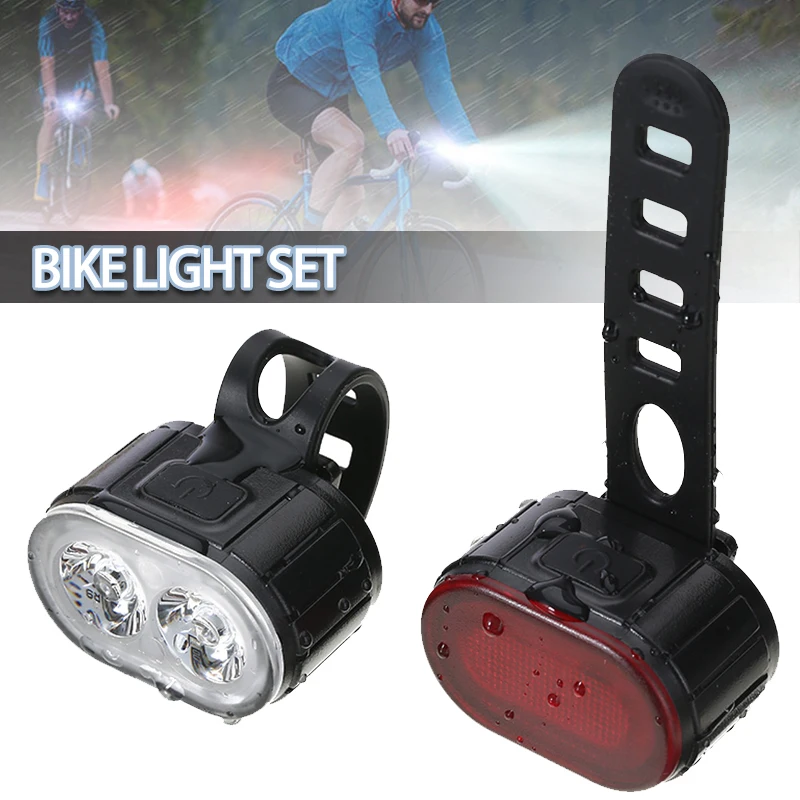 

New 1Set Bicycle Front Rear Light Set USB Rechargeable Waterproof Bike Safety Warning Headlight Bike Accessories