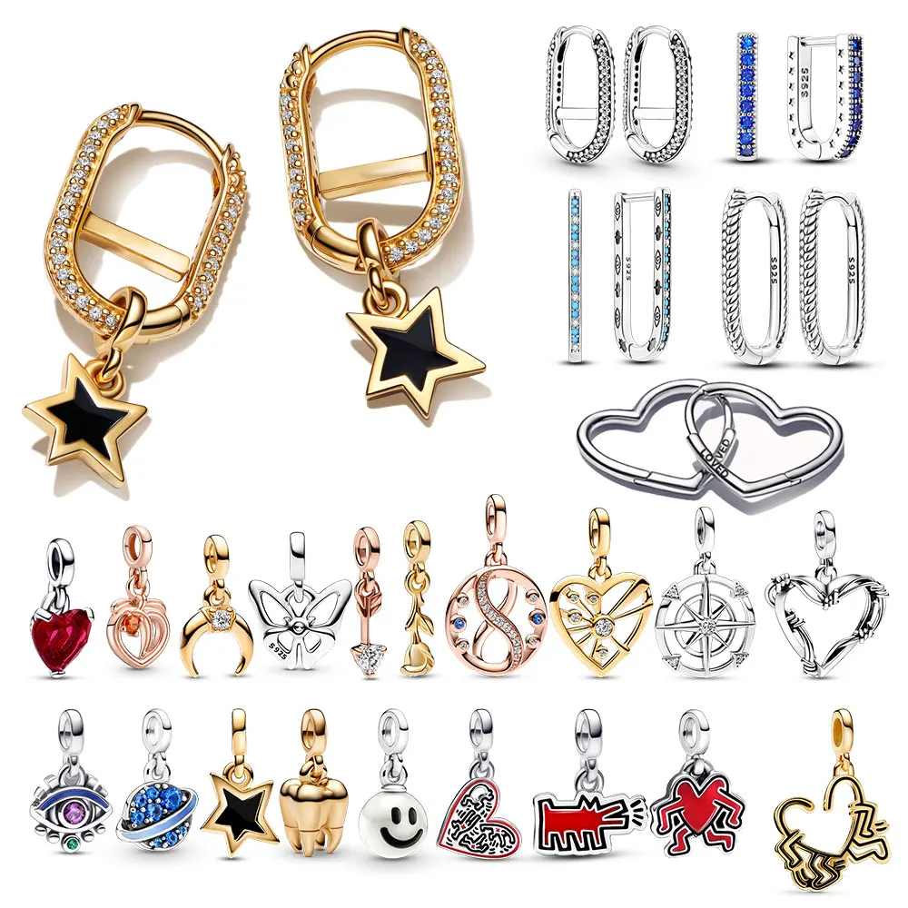 

Женские серьги-подвески из серебра 925 пробы, с сердечками