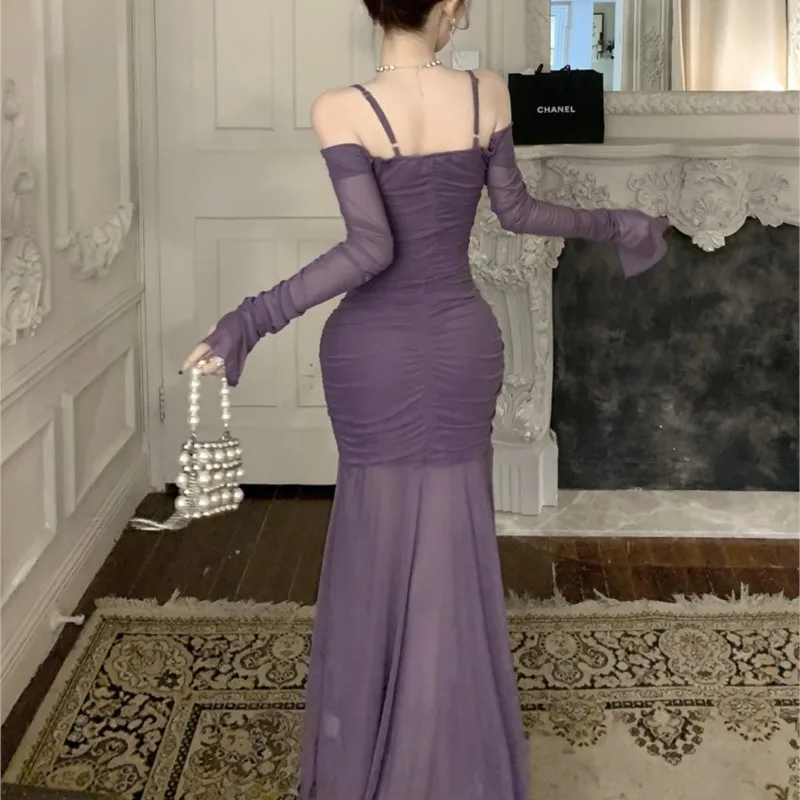 Сексуальные сетчатые облегающие платья для женщин с открытыми плечами