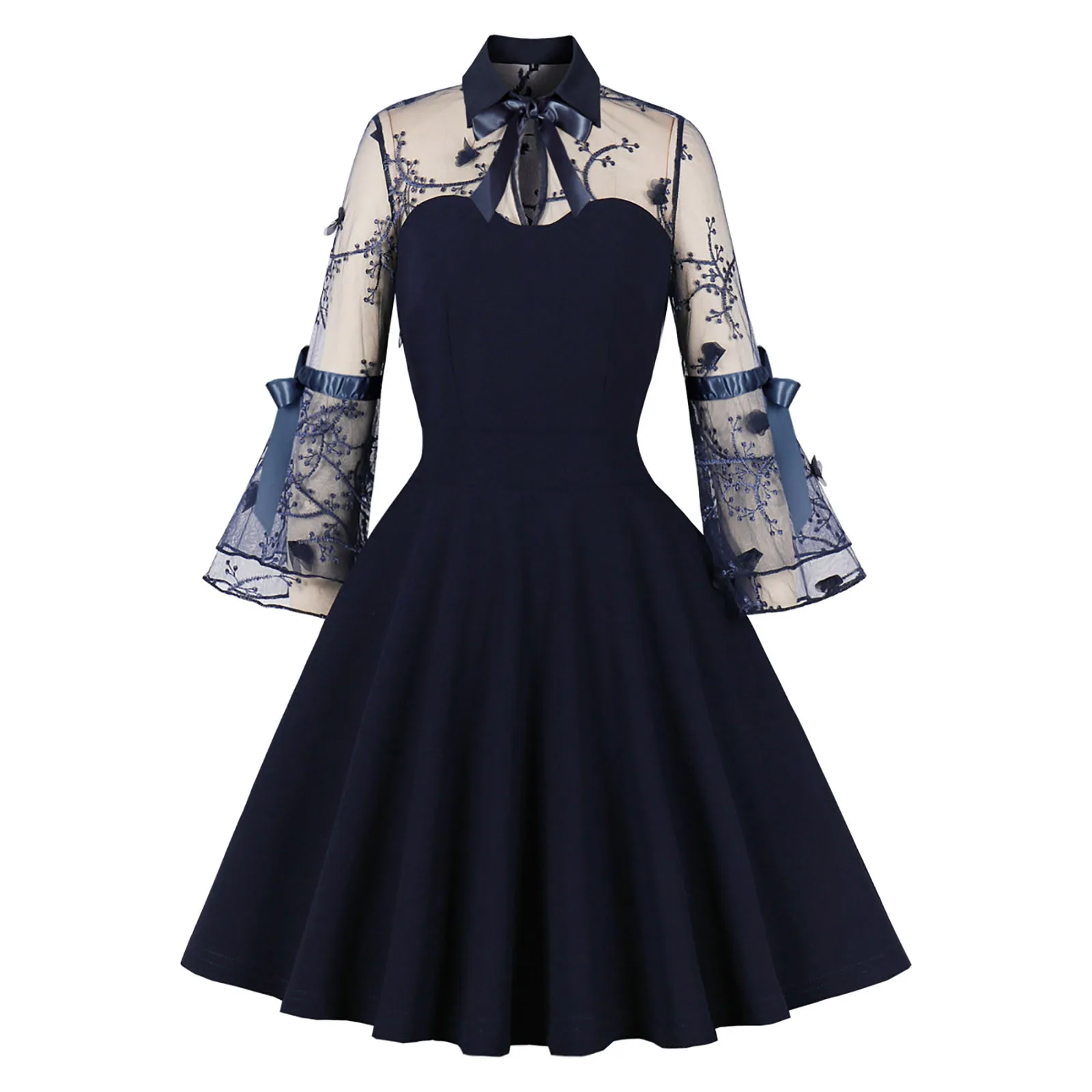 Платье С Кружевными Расклешенными Рукавами Купить