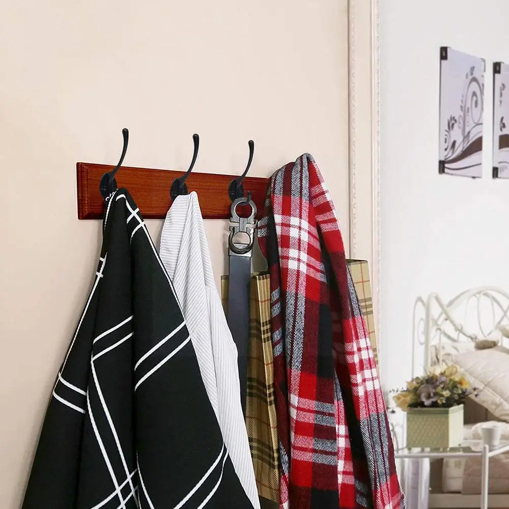 

5pcs Black Vintage Hangers Hook Zinc Alloy Wall Hook Bathroom Bag Hooks Hanging Hat With Cloth Bronze Coat Kitchen Screws R P7f9