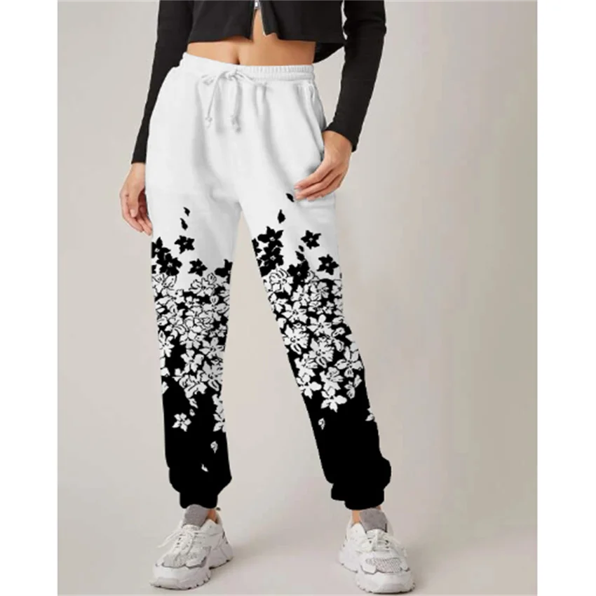 

Ladies Europe and the United States new autumn street casual alphabet digital print sport loose drawstring strap pants