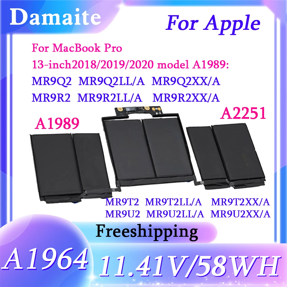 A1964 A1989 58Wh Аккумулятор для ноутбука Apple Macbook Pro 13 дюймов (середина 2018/2019) A2251(2020) EMC3214