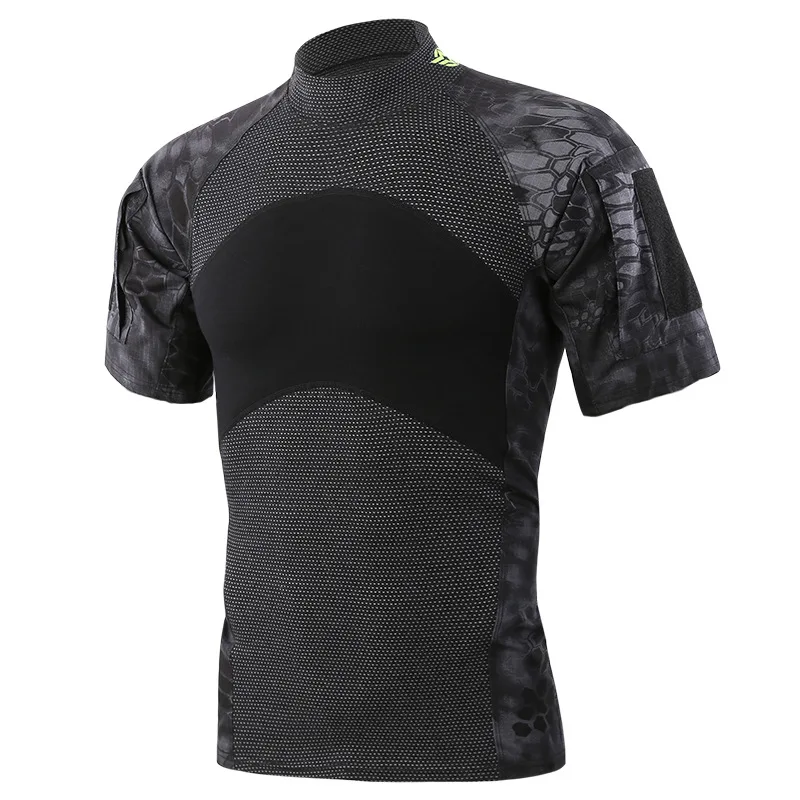 Man Fashion Tactical Running T-Shirts Thick Cotton Camouflage Short Sleeve Military Shirt Sport Breathable Dry Patriotic Apparel
