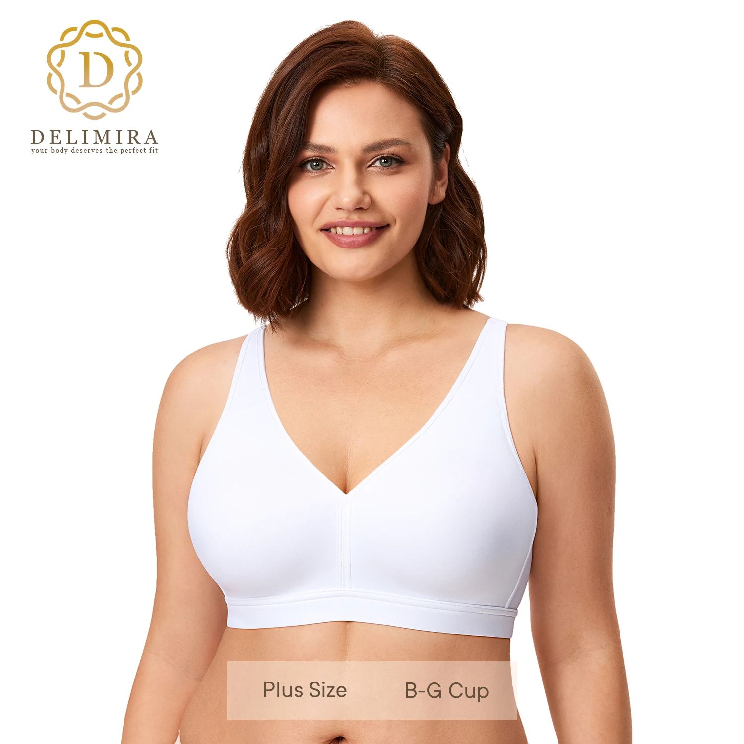 

Women's Plus Size Wireless Bra Support Comfort No Padding No Wire Smooth B C D DD E F G