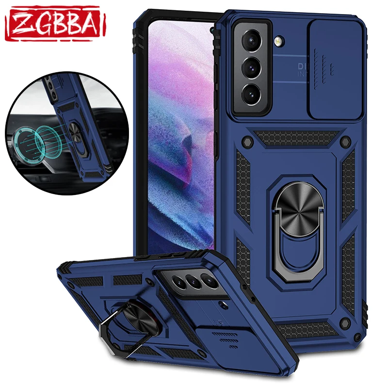 

Shockproof Slide Camera Lens Case For Samsung S21 Pro S22 Ultra S20 FE S10 Plus Ring Holder Cover for Galaxy M02 M32 M42 J7Prime