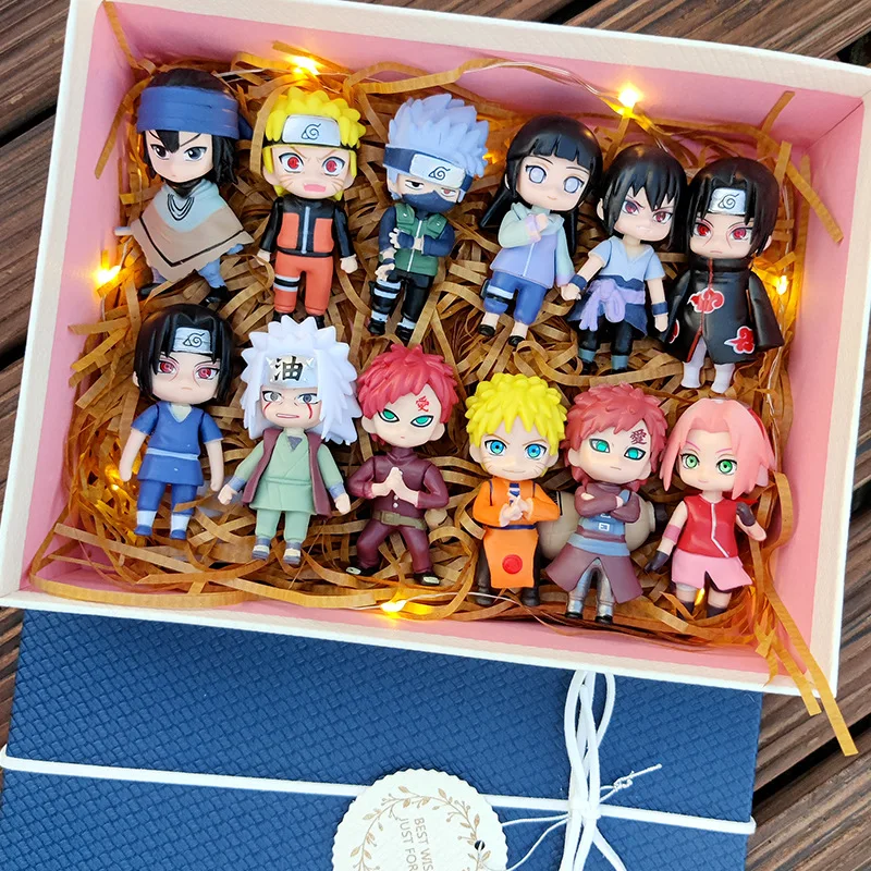 

Фигурки героев аниме, 12 шт./компл. Naruto Q Version Itachi Gaara Kakashi Sasuke Hinata Uzumaki Jiraiya Model, детские игрушки, фигурка, кукла