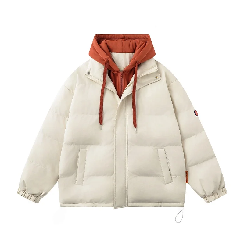 Поддельная двухсекционная куртка контрастного цвета с капюшоном на хлопковой