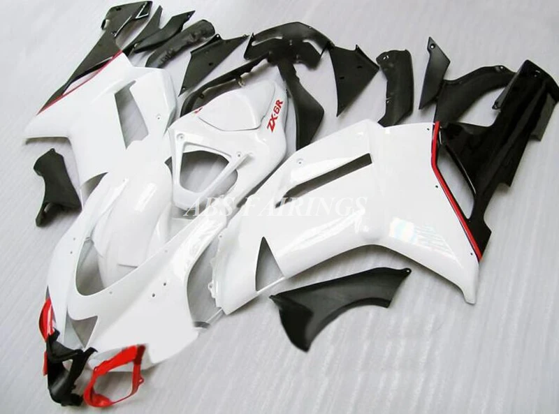 

4Gifts New ABS Motorcycle Whole Fairings Body Kit Fit For Kawasaki NInja ZX-6R 636 2007 2008 07 08 Full Bodywork Set White Black