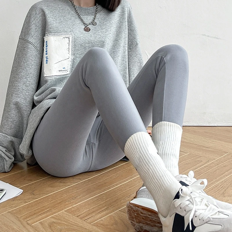Autumn pants Women's plush thickened leggings  thin flannelette pants inside double thread pants Warm pants winter
