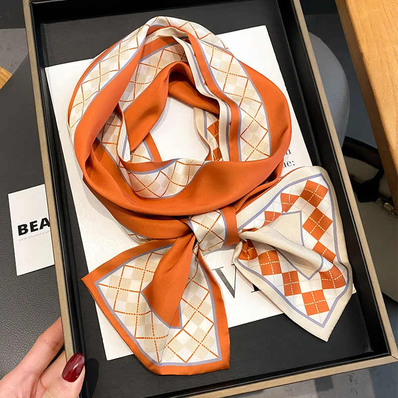 

Luxury Brand Floral Print Scarf Women Design Womens Silk Scarf Head Scarf Ribbon Headwear Long Skinny Scarves Bag Accessories