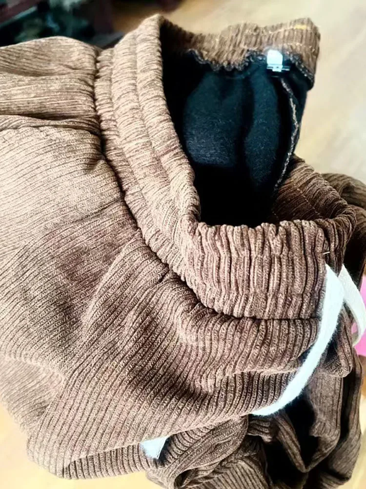 Зимние шаровары большого размера 5xl Женские Мешковатые вельветовые панталоны