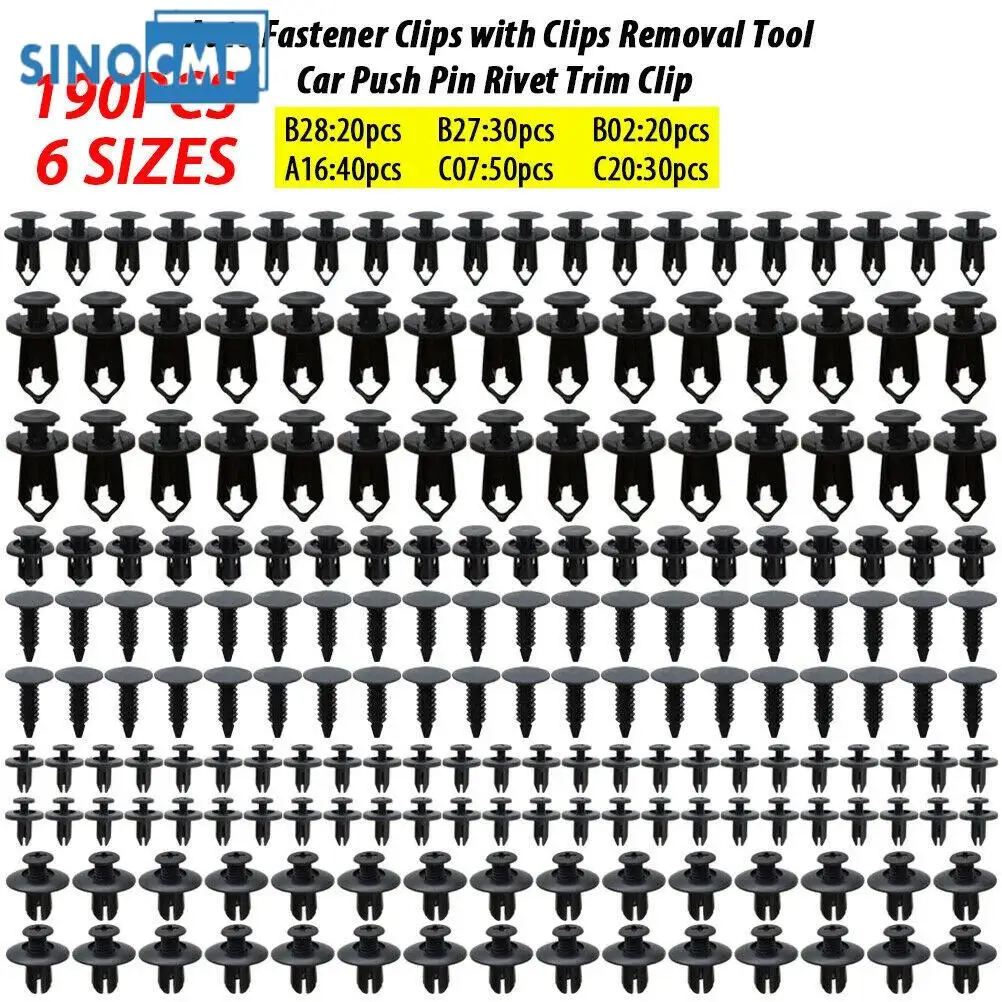 

190 шт., пластиковая застежка для автомобиля, заклепка, автомобильная кнопка, заклепки, зажимы для отделки, комплект автомобильных аксессуаров, замена внутренней части, внешний вид