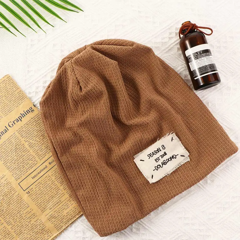 

Trendy Breathable Autumn Winter Men Letter Hip Hop Striped Bonnets Pile Cap Beanie Hat Turban Hat