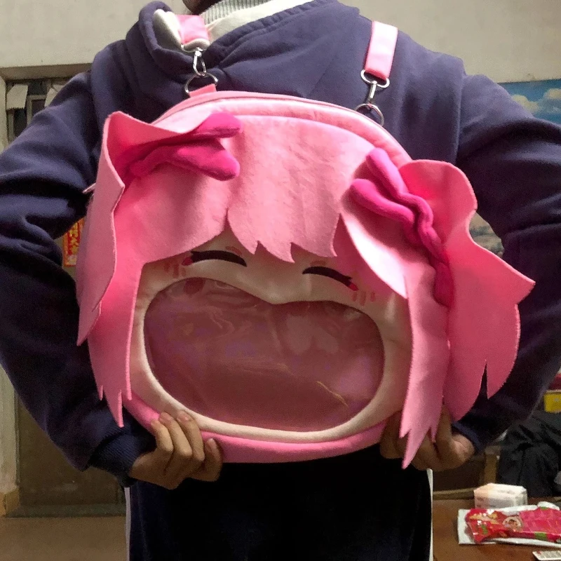 Фото Mahou Shoujo Madoka Magica плюшевый рюкзак Itabag аниме прозрачная сумка с большим ртом Kawaii сумка через плечо значок для косплея праздничный подарок №4