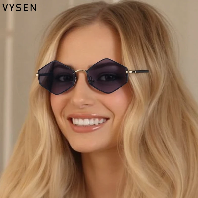 Винтажные многоугольные солнцезащитные очки в металлической оправе стиле панк