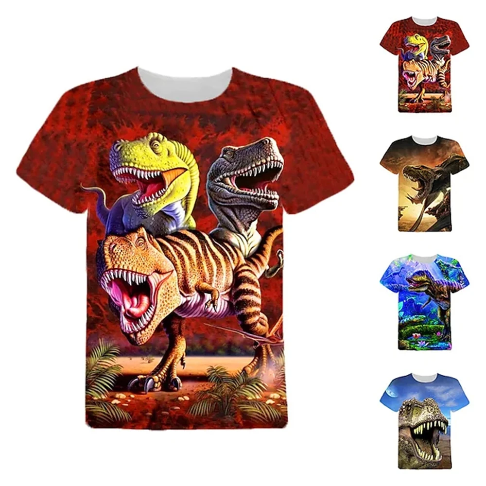 

Kids Boys' T shirt Tee Short Sleeve Graphic 3D Print Kid Top Tees Children's Clothing Dinosaurs Pattern T shirts Unisex T-shirt