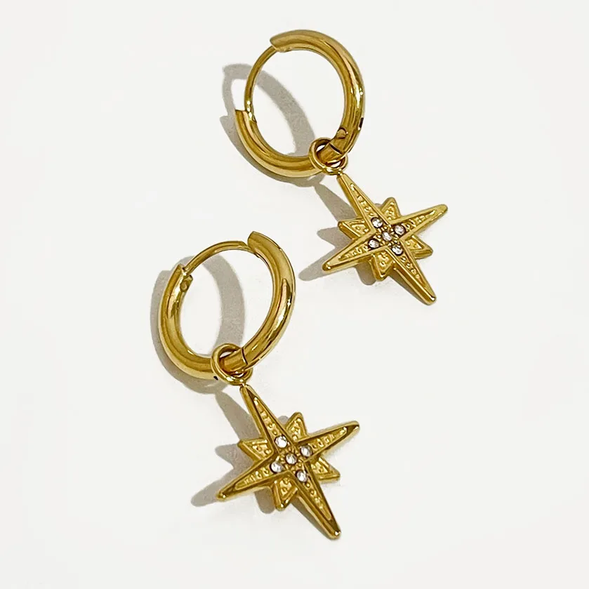 

Peri'sbox Romantic Rhinestone Starburst Drop Earring Golden Stainless Steel Earrings for Women Girls Birthday Gifts Jewelry
