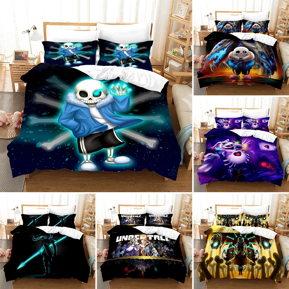 

High Quality Teens Microfiber Quilt Cover Cartoon Game Undertale Theme Bedding Set 2/3pcs Twin Full Size Four Seasons Bedclothes